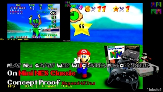 Playing Super Mario 64 on Mini NES Classic with GFX Glide64  Hakchi2 211  RetroArch  Mupen64Plus [upl. by Ashton]