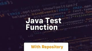 java test function [upl. by Yrollam561]