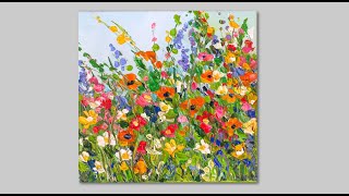 Abstract Acrylic Wildflower palette Knife Painting [upl. by Feucht644]