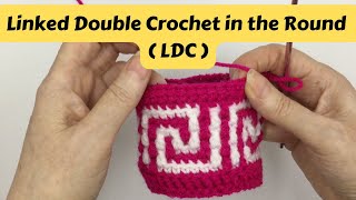 How to Crochet Linked Double Crochet in the Round  Easy Edging Stitch Tutorial [upl. by Lebasiairam]