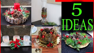 5 ADORNOS NAVIDEÑOS CON PIÑAS DE PINO 🎄🎄NAVIDAD  COMO HACER MANUALIDADES  CHRISTMAS CENTER PIECES [upl. by Kramer231]