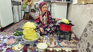 Azerbaijani Dolma Recipe  Delicious Dolma in village  Cabbage [upl. by Defant]