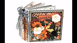 Vintage Halloween Mini Album Pollys Paper Studio Authentique Papers Scrapbook DIY Art [upl. by Lerner]