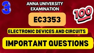 EC3353Electronic devices and circuitsImportant questions💯💯💯Toppersacademytamil [upl. by Nyhagen]