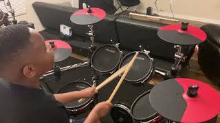 12 year old drummer Jig 2 Drum Line Cadence on Drum Set [upl. by Vardon]