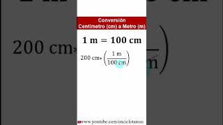 Conversión de Centímetros a Metros cm a m  shorts [upl. by Oneal]