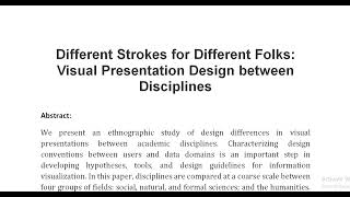 Different Strokes for Different Folks Visual Presentation Design between Disciplines [upl. by Cirred]