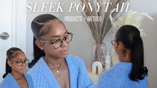 Sleek Ponytail Tutorial On Natural Hair  HOW TO PRODUCTS  METHODS [upl. by Audrye]