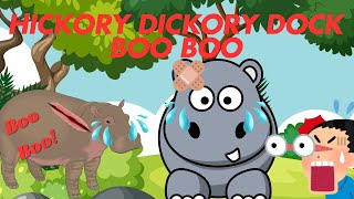 Hickory Dickory Dock with Boo Boo Hippopotamus🕰️🩹💥 🦛💔🚑Super SimpleBaby song👶🏻rescue songtoddler [upl. by Sibel]