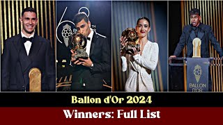 Ballon dOr 2024 Winners Full List [upl. by Akaenahs]