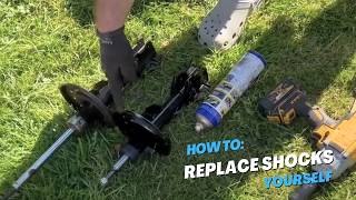 How to Replace front Shocks on your car or truck at home [upl. by Atinod]