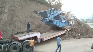 Mobile crusher plant Puzzolana Keystone infra pvt ltd Loading trailer [upl. by Amsirahc798]