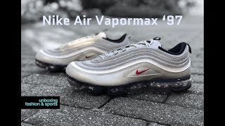 Nike Air Vapormax ‘97 ‘silver bullet’  UNBOXING amp ON FEET  fashion shoes  2018  4K [upl. by Zakarias]