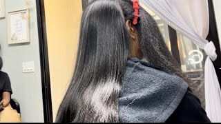 EASY Method for Removing Yellow from Gray Hair  Salon Silk Press [upl. by Alleram]