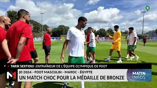 JO 2024foot masculin MarocEgypte  un match choc pour la médaille de bronze [upl. by Eyram]