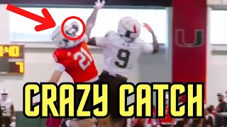 Elija Lofton NASTY Catch At Miami Hurricanes Spring Practice  2024 Miami Tight End Recruit [upl. by Martelli24]