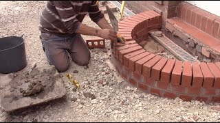 Bricklaying How to build a curved brick step [upl. by Deanna616]