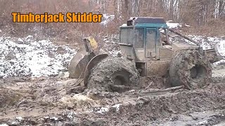 John Deere Timberjack 240 Skidder Stuck In Mud  Logging Equipment [upl. by Izawa]