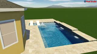 Geometric Pool w Sunshelf Bubbler 3 Sheer Descents Full Length Bench [upl. by Miharba]