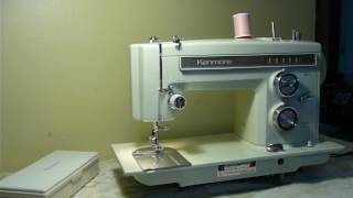 NIFTYTHRIFTYGIRL Vintage Kenmore model 1357 sewing machine with buttonholer [upl. by Ahsienot87]