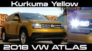 😎 Kurkuma Yellow 2018 VW Atlas S  Full REVIEW  Drive Interior amp Exterior plus LED Lighting [upl. by Eversole]