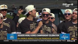 Shohei Ohtani Delivers Heartfelt English Speech at Dodgers Championship Parade [upl. by Emiatej276]