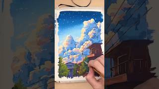 Anime Style Cloudscape Painting  Poster Color [upl. by Gardel]