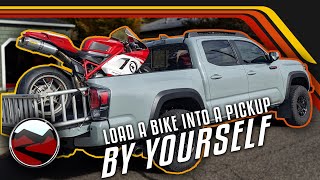 How to Load a Motorcycle into the Back of a Truck BY YOURSELF [upl. by Worlock]