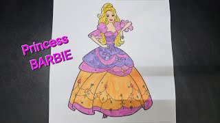 Coloring drawings Disneys princess Barbie tô màu công chúa barbiecoloring pages for kids videos [upl. by Mohammed363]