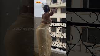 Satin Saree Fashion Show  Saree Back Pose  Saree Low Waist saree [upl. by Obau149]