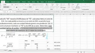 Inventarios EOQ 9 Introduccion Ejercicio EOQ con faltantes [upl. by Aitital]