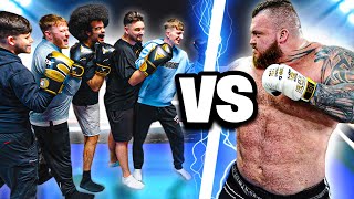 Worlds STRONGEST Man VS 5 Fighters  FULL BOXING FIGHT Knockout  Eddie Hall [upl. by Atsirt]