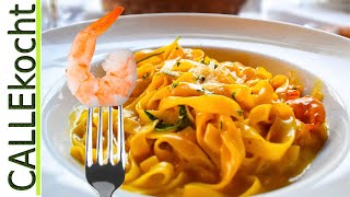 Pasta mit Garnelen in Safran  Fenchel  Sahne Besser geht es nicht [upl. by Jovitta]