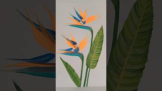 Bird of Paradise painting idea  satisfying art  easy flowers painting ideas  one stroke flowers [upl. by Alemahs]