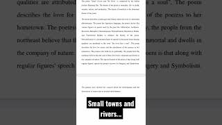 Small towns and rivers Appreciation of the poem Class 12th Paragraph format [upl. by Perreault]