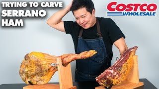 How to Carve Serrano Ham  Costco Serrano Ham Jamón ibérico Carving [upl. by Idola760]