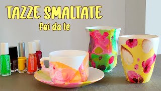 💅🏻☕ Tazze decorate con smalto per unghie fai da te  Riciclo Creativo e Marble Art Tutorial facile [upl. by Brucie]