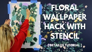 How To Stencil A Trendy Floral Accent Wall That Looks Just Like Wallpaper [upl. by Jeth]