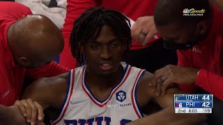 Tyrese Maxey just almost certainly got a concussion after a hard fall [upl. by Ttirrem]