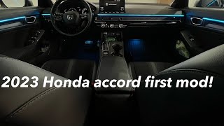 2023 honda accord first mod interior ambient lights installed [upl. by Arikahc]