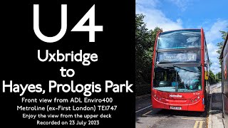 【London Bus 2023】U4 Uxbridge to Hayes Prologis ParkFull Route VisualMetrolineEnviro400Nice TE [upl. by Vincelette]