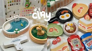 making clay trinket dishes and magnets🍳🍉🍓✨ using air dry clay  no bake [upl. by Holub467]