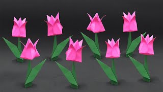 Easy Origami Tulip  How to Fold [upl. by Jacquelin]