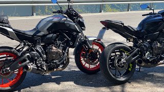 SOUNDCHECK MT 07 akrapovic titanium vs roadsitalia thunder carbon [upl. by Blanca]