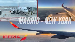 Trip Report  Madrid  New York JFK  Iberia Economy Class  Airbus A350900 [upl. by Ahsieyn]