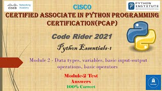 CISCO Python Essentials Answers 1 PCAP Module 2 Test 💯 Correct Answers Introduction to Python [upl. by Kristie]