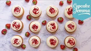 Delicious Strawberry Cheesecake Cupcake Recipe amp Tutorial  Cupcake Jemma [upl. by Llibyc]