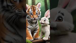 cute rabbit and tiger cub frendship 😍😍😍😍😅sts shortsviral [upl. by Lizzy278]