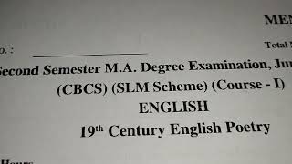 KSOU second semester m a degree examination June 2023CBCS 19th century English poetry question paper [upl. by Avonasac]