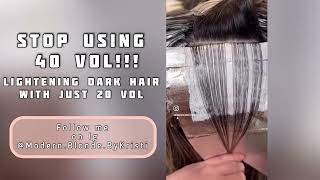 How To Lighten DARK HAIR With ONLY 20 VOL [upl. by Ellered]